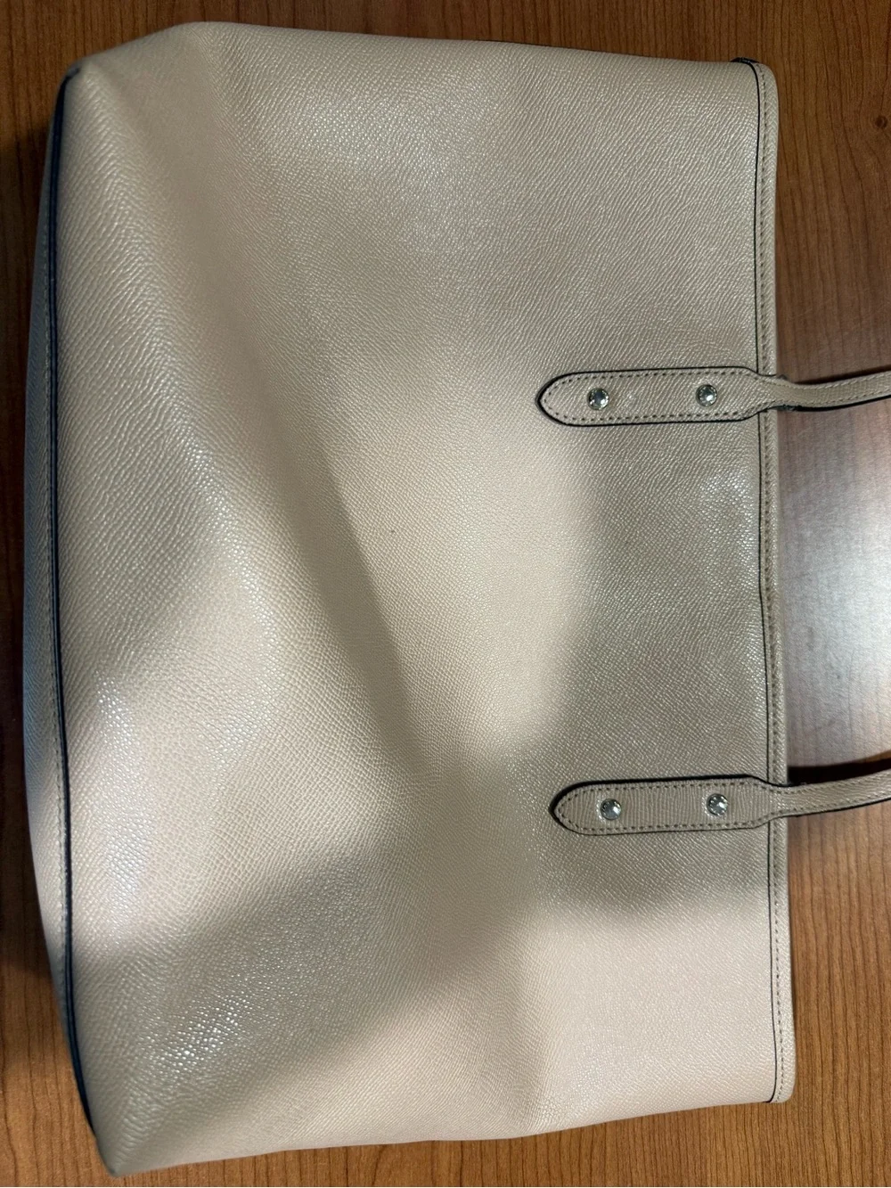 Coach Cream Leather Tote with Gold Logo